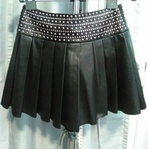 Alice + Olivia leather pleated mini skirt
